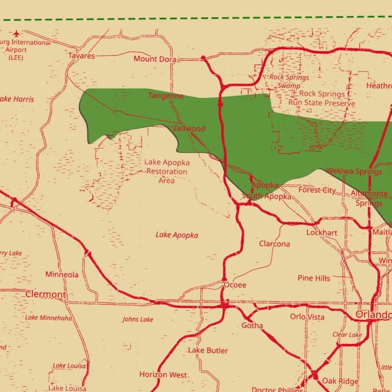 Vintage-style map of Florida with Orlando highlighted