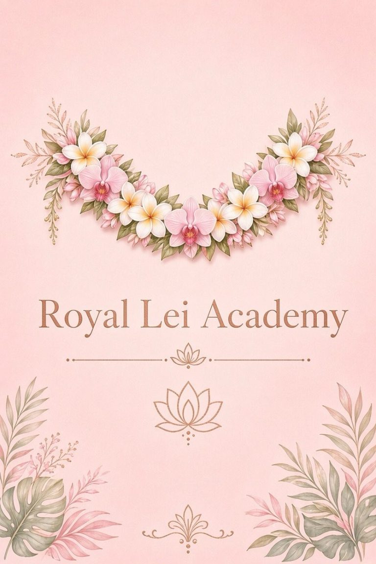 Royal Lei Academy journal cover with a pink floral lei