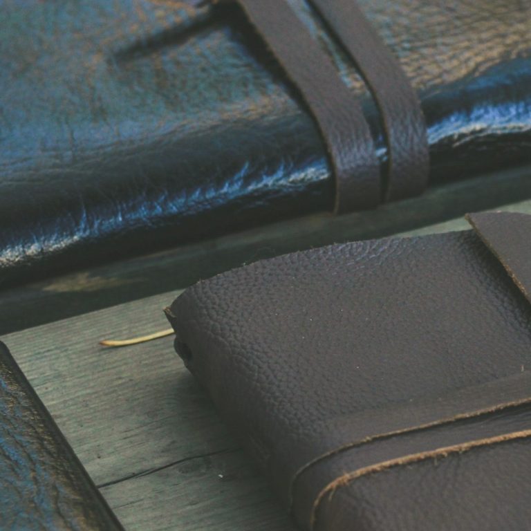 Leather-bound journal tied with a cord